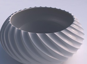 recipiente esférico exprimido amplia extruido líneas verticales 2 casa bol de ancho vertical el plato decoración en la arquitectura 3d print model - Mito3D