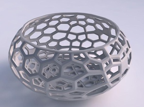 bowl spheric squeezed wide faceted organic lattice house decor 3d print model - Mito3D