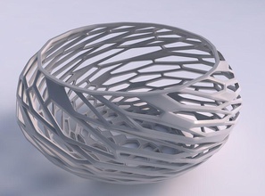 bowl spheric squeezed wide twisted organic lattice faceted house decor 3d print model - Mito3D