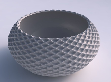 bowl spheric squeezed wide grid piramides 2 house decor 3d print model - Mito3D
