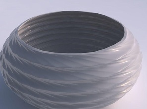 bowl spheric squeezed wide sections twisted lines house dish decor architectural decoration 3d print model - Mito3D