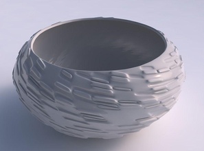 bowl spheric squeezed wide twisted diagonal dents bulges house decor 3d print model - Mito3D