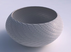 scodella sferica schiacciata ampia twisted griglia diagonale rigonfiamenti casa ciotola spremuto arredamento 3d print model - Mito3D