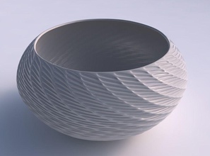 scodella sferica schiacciata ampia twisted griglia diagonale ammaccature casa ciotola spremuto arredamento 3d print model - Mito3D