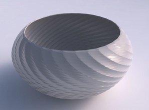 bowl spheric squeezed wide twisted diagonal grid pattern house decor 3d print model - Mito3D