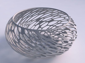 bowl spheric squeezed wide twisted diagonal organic lattice house decor 3d print model - Mito3D