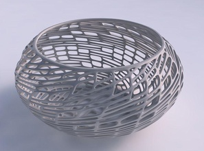 bowl spheric squeezed wide twisted lattice tiles house decor 3d print model - Mito3D