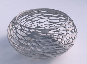 scodella sferica schiacciata ampia twisted biologica del reticolo 2 casa ciotola spremuto organico arredamento 3d print model - Mito3D
