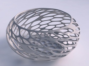 bowl spheric squeezed wide twisted organic lattice house decor 3d print model - Mito3D