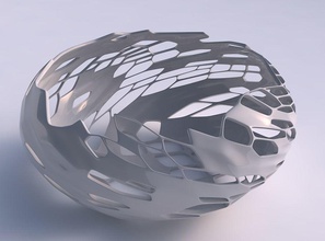 scodella sferica schiacciata ampia intrecciati pelle organici fori casa ciotola spremuto twisted organico i arredamento 3d print model - Mito3D