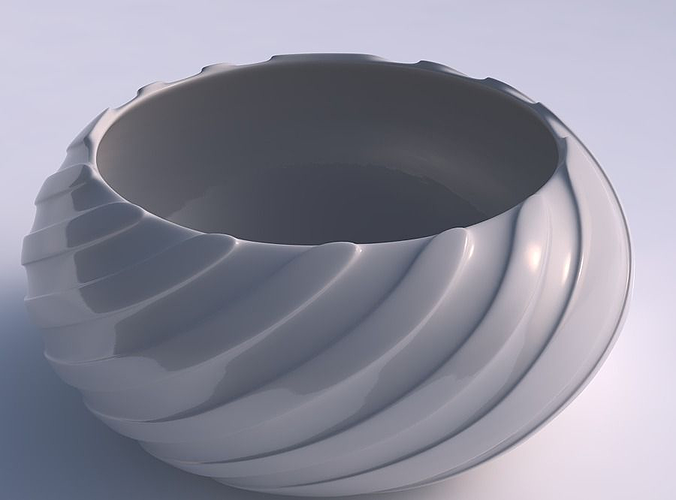 ciotola sferico spremuto largo contorto liscio nastri piatto arredamento architettonico decorazione Casa 3D print model - Mito3D