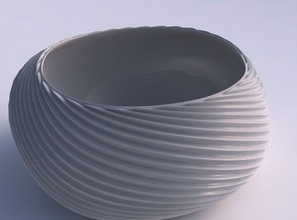 ciotola sferico spremuto largo ondulato estruso linee 2 piatto arredamento architettonico decorazione casa 3d print model - Mito3D