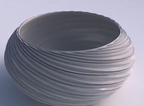 bowl spheric squeezed wide wavy extruded lines house dish decor architectural decoration 3d print model - Mito3D