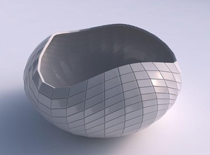 bowl spheric squeezed wide wavy grid plates house decor 3d print model - Mito3D