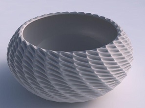 bowl spheric squeezed widewith bent extruded pattern house decor 3d print model - Mito3D