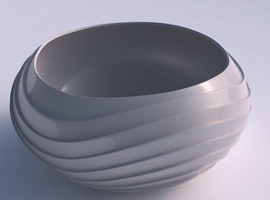 bowl spheric squeezed widewith horizontal wavy layers house decor 3d print model - Mito3D