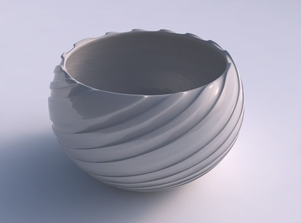bowl spheric twisted 2 twisted smooth ribbons bowl spheric twisted 2 twisted smooth ribbons house decor  3d print model - Mito3D