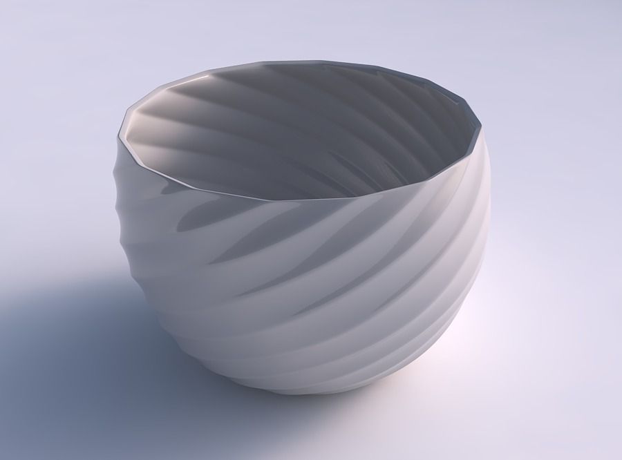 bowl spheric twisted bands house decor 3D print model - Mito3D