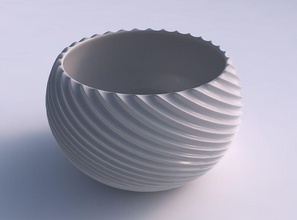 bowl spheric twisted bent extruded lines 2 house dish decor architectural decoration 3d print model - Mito3D