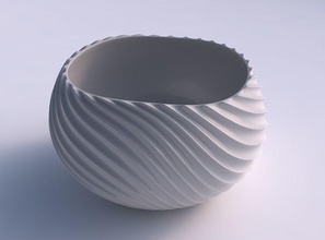 bowl spheric twisted bent extruded lines 3 dish decor architectural decoration house 3d print model - Mito3D