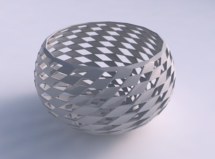 Schale sphärisch verdreht checker grid Gitter Haus Schüssel twisted Dekor 3D print model - Mito3D
