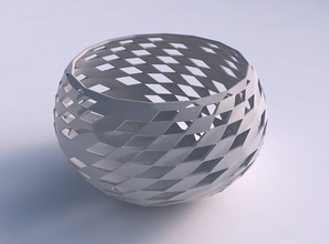 bowl spheric twisted checker grid lattice 2 house decor 3d print model - Mito3D