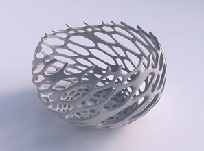 bowl spheric twisted cracked organic lattice 2 house decor 3d print model - Mito3D