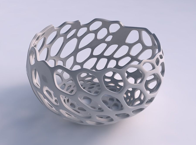 cuenco esférico retorcido agrietado orgánico enrejado casa decoración 3D print model - Mito3D
