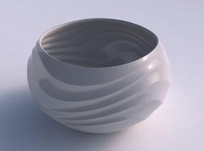 bowl spheric twisted curved horizontal wavy sections house decor 3d print model - Mito3D