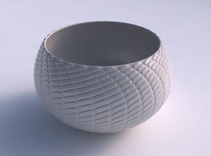 ciotola sferico contorto diagonale griglia rigonfiamenti casa arredamento 3d print model - Mito3D