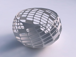Schale sphärisch verdreht Diagonale raster, Gitter 3 Haus Schüssel twisted die grid Dekor 3d print model - Mito3D