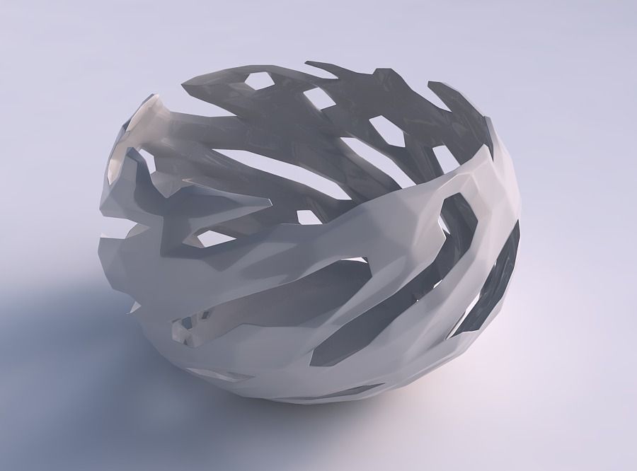 schüssel sphärisch verdrehte facettiert schneidet gericht dekor architektonisch dekoration haus 3D print model - Mito3D