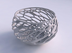 bowl spheric twisted faceted organic lattice house decor 3d print model - Mito3D