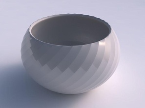 bowl spheric twisted fine bands uniform vertical house decor 3d print model - Mito3D