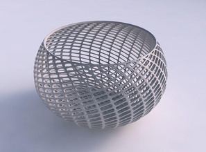 bowl spheric twisted fine diagonal grid lattice house decor 3d print model - Mito3D
