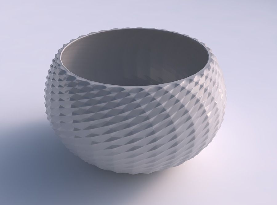 bowl spheric twisted grid piramides house decor 3D print model - Mito3D