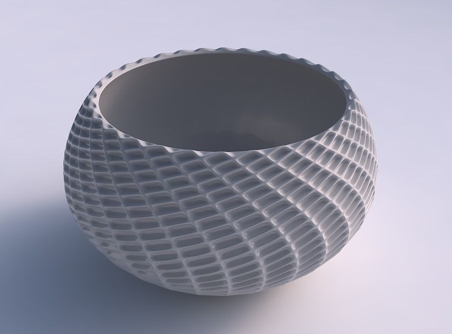 bowl spheric twisted grid piramides 2 house decor 3D print model - Mito3D