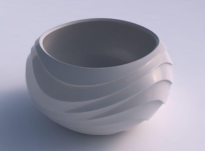 bowl spheric twisted horizontal wavy inverted layers house decor 3d print model - Mito3D