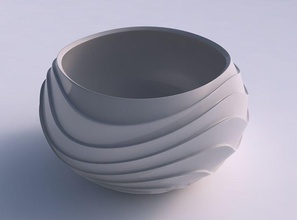 bowl spheric twisted horizontal wavy layers house decor 3d print model - Mito3D