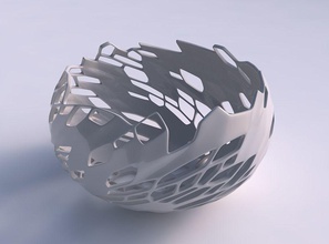 scodella sferica intrecciati pelle organici fori casa ciotola twisted organico i arredamento 3d print model - Mito3D
