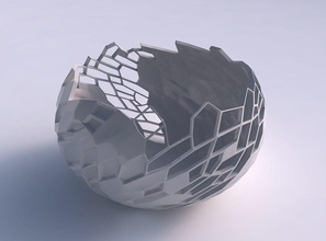 scodella sferica intrecciati pelle di rettile ammaccature e buchi casa ciotola twisted i fori arredamento 3d print model - Mito3D
