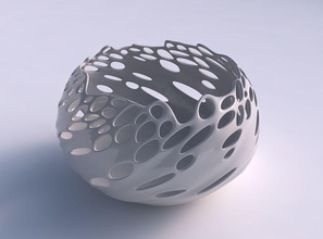 Schale sphärisch verdreht glatte Blase Löcher Haus Schüssel twisted glatt bubble Dekor 3d print model - Mito3D