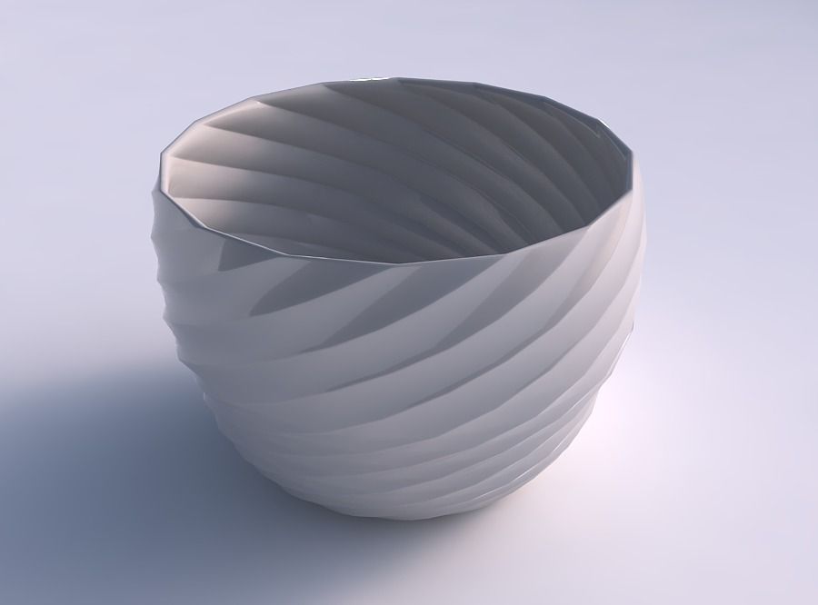 bowl spheric twisted twisted bands house bowl spheric twisted  twisted bands house decor 3D print model - Mito3D