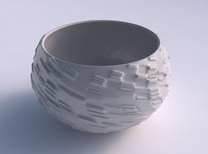 scodella sferica twisted diagonale ammaccature rigonfiamenti casa ciotola arredamento 3d print model - Mito3D