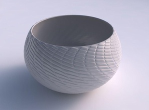 scodella sferica twisted griglia diagonale rigonfiamenti casa ciotola arredamento 3d print model - Mito3D