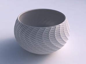 bowl spheric twisted diagonal grid dents house decor 3d print model - Mito3D