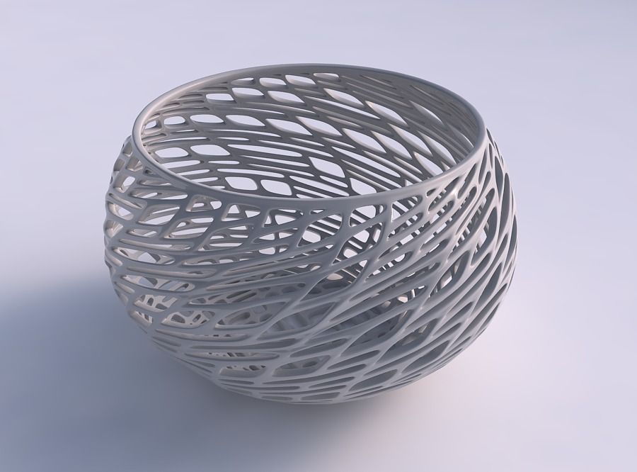 bowl spheric twisted lattice tiles house decor 3D print model - Mito3D