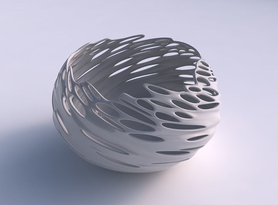 Schüssel sphärisch verdrehte glatt Blase Löcher Haus Dekor 3D print model - Mito3D