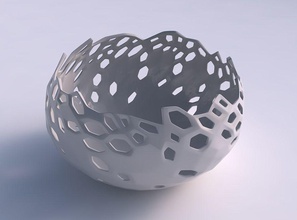tigela esférica torcida liso cristal pele buracos a casa suave decoração 3d print model - Mito3D
