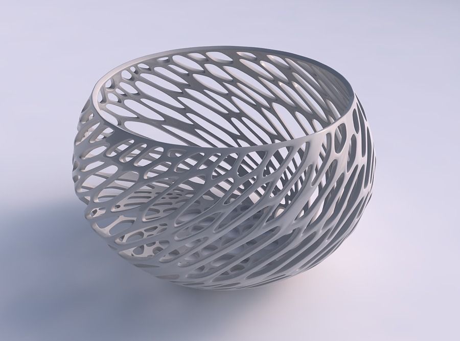 bowl spheric twisted vertical organic lattice house decor 3D print model - Mito3D